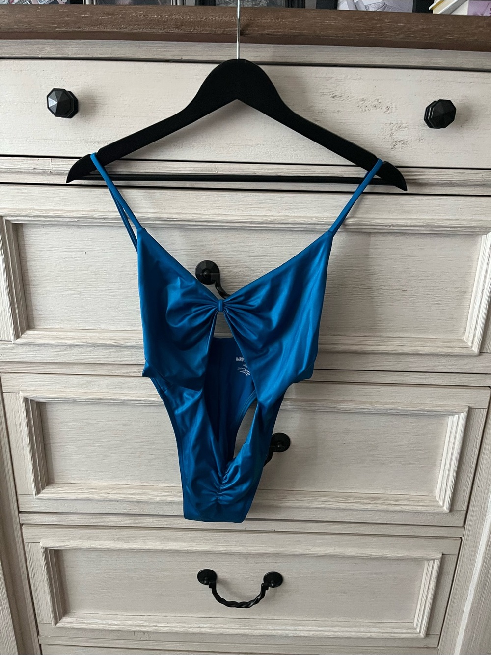 Blue Ruched Cutout One-Piece Swimsuit